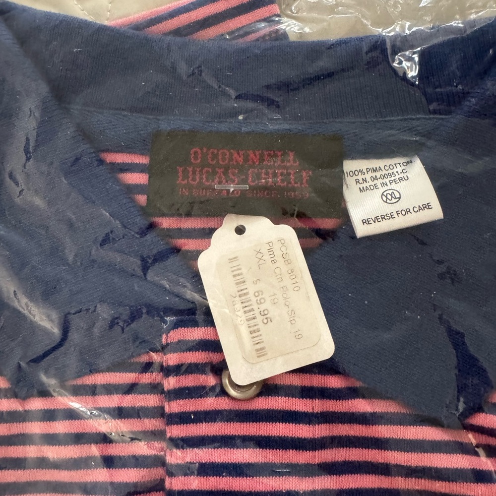 Brand new O'Connell Lucas Chelf Navy and Pink Striped Shirt